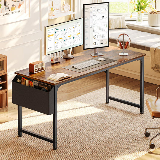 PRAISUN 55'' Computer Desk with Fabric Storage Bag-Elysine