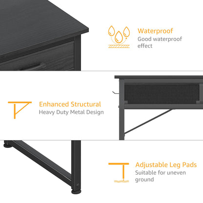 DLisiting 32 Inch Small Desk with Drawers, Black-Elysine