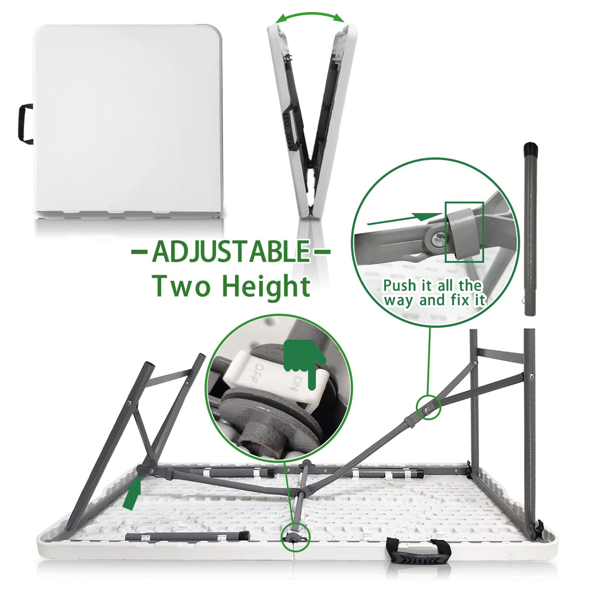 HYMnature Folding Table 4ft Heavy Duty Folding Tables Indoor Outdoor Plastic Dining Table Portable Folding Square Card Table w/Handle for Picnic, Party, Camping (4 FT)-Elysine