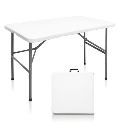 HYMnature Folding Table 4ft Heavy Duty Folding Tables Indoor Outdoor Plastic Dining Table Portable Folding Square Card Table w/Handle for Picnic, Party, Camping (4 FT)-Elysine