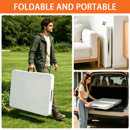 Jynooer Folding Table 6ft, Heavy Duty Portable 6 Foot Foldable Table Plastic Large Folding Tables Indoor Outdoor for Camping, Picnic, Wedding and Party, White-Elysine