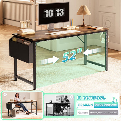 PRAISUN 55'' Computer Desk with Fabric Storage Bag-Elysine