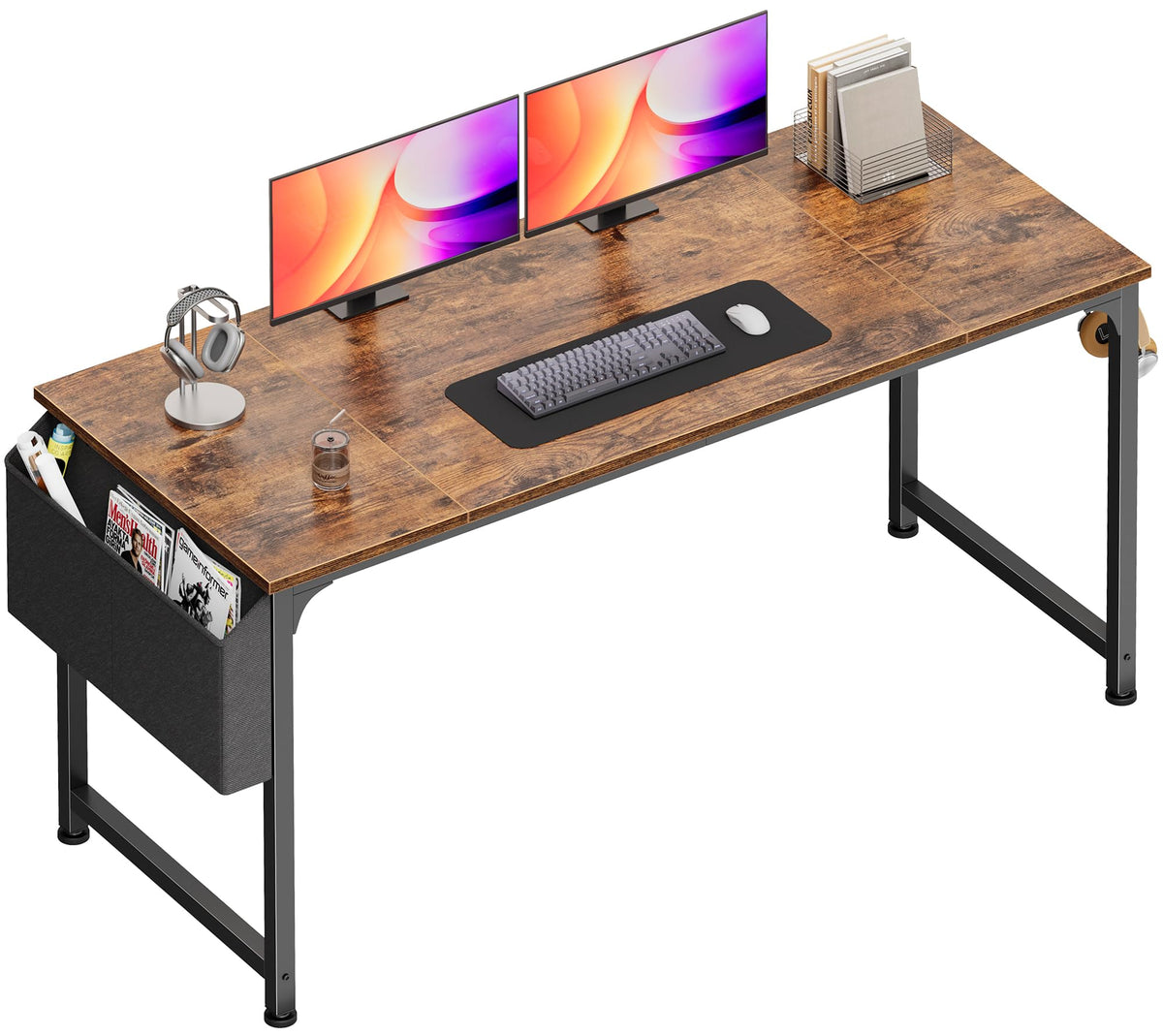 PRAISUN 55'' Computer Desk with Fabric Storage Bag-Elysine